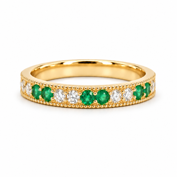Colombian Emerald & Diamond Eternity Vintage Band (2.5mm, 1.00ctw)