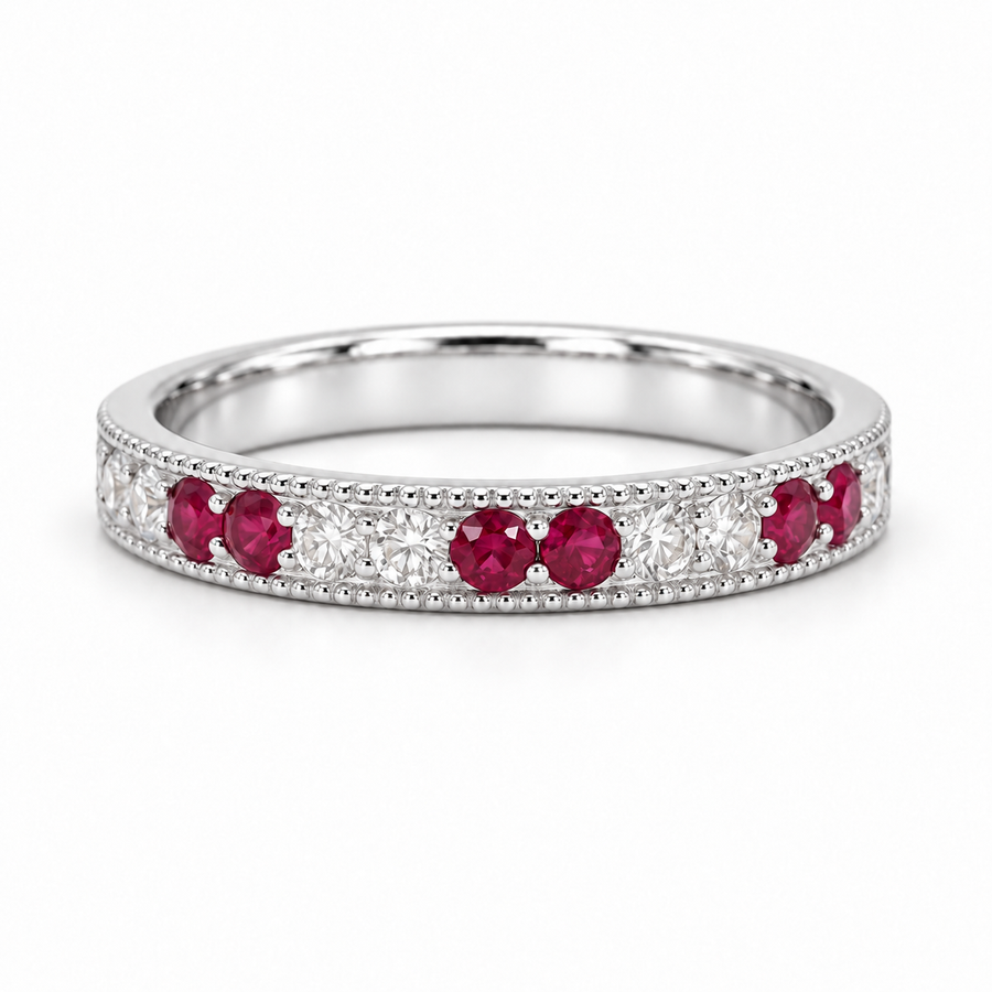 Ruby & Diamond Eternity Vintage Band (2.5mm, 1.25ctw)