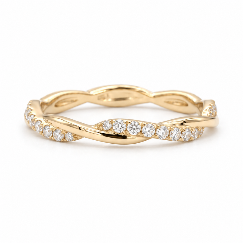 The Vine Twist — 1.8mm Diamond Wedding Band (0.20ctw)