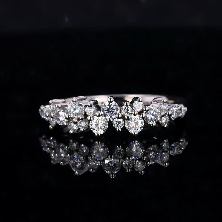 0.53ctw Diamond Cluster Wedding Band in 14K White/Rose Gold (4mm)