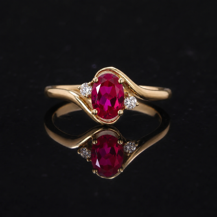 The Briar — Oval Lab Ruby Twisted Band Ring