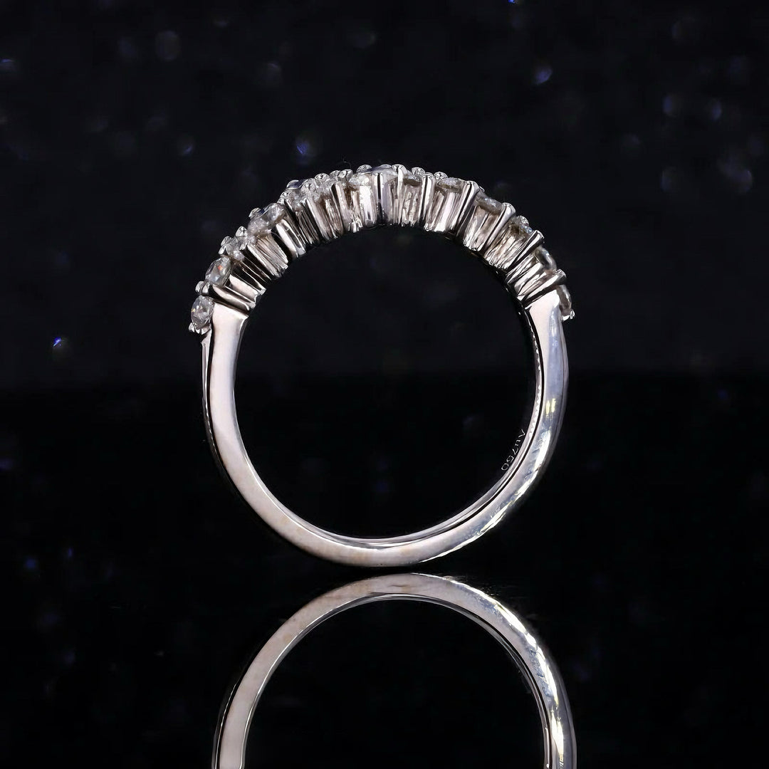 0.53ctw Diamond Cluster Wedding Band in 14K White/Rose Gold (4mm)