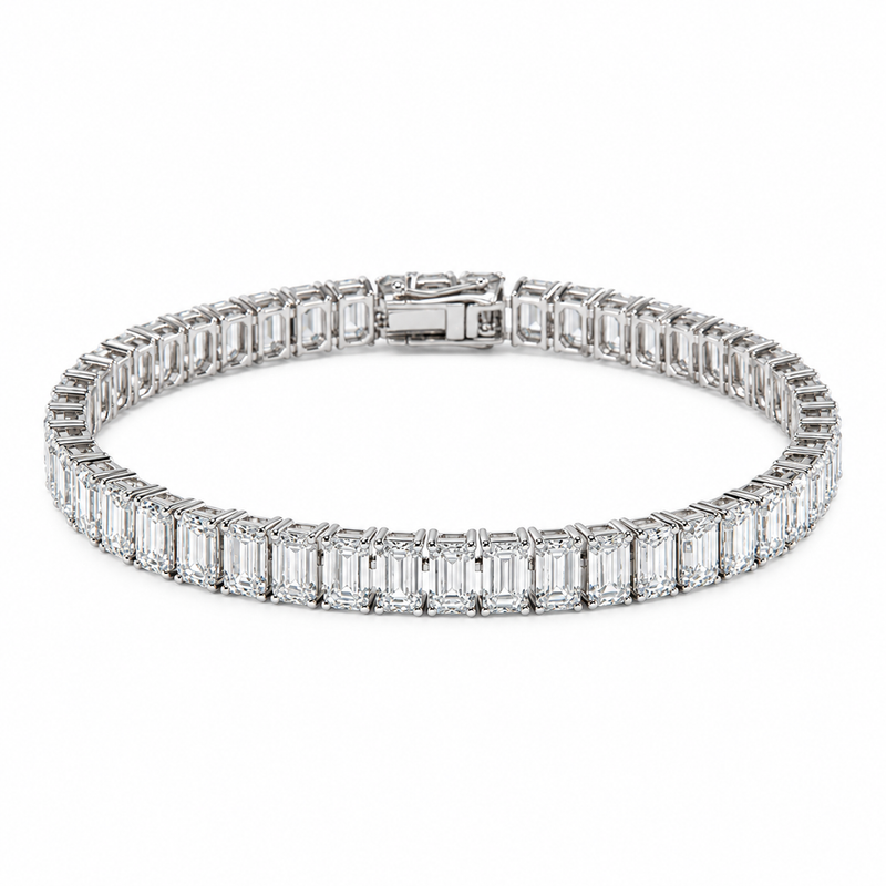 Emerald-Cut Lab Diamond Tennis Bracelet — 15ctw (3x5mm)