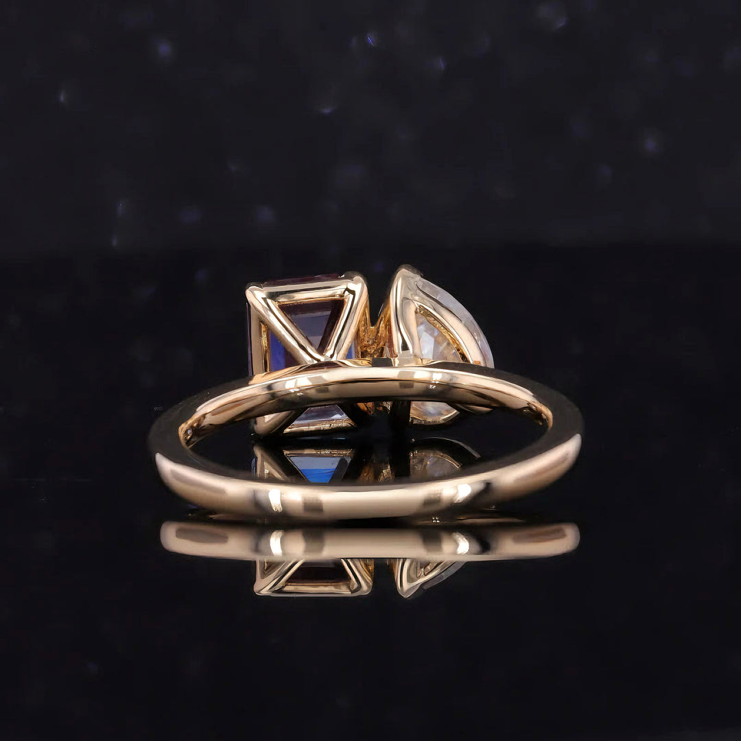 3.45ct Alexandrite & Diamond Toi Et Moi Ring in 14K/18K Yellow Gold