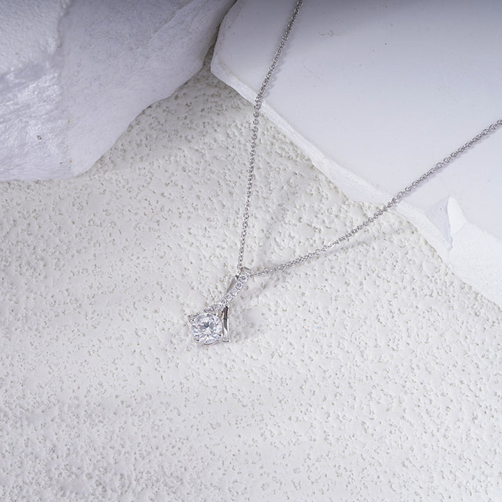 5mm, 0.5ct Round Cut Lab Diamond Pendant with Infinity Pavé-Bail Necklace in 18K Solid White Gold