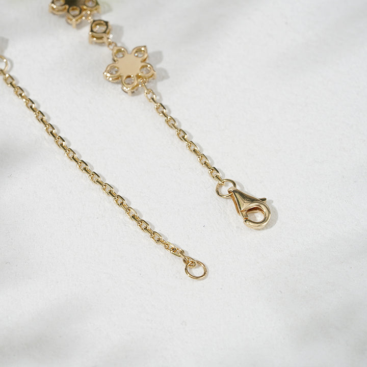 6ct Diamond Flower Bracelet in 18K Solid White/Yellow Gold