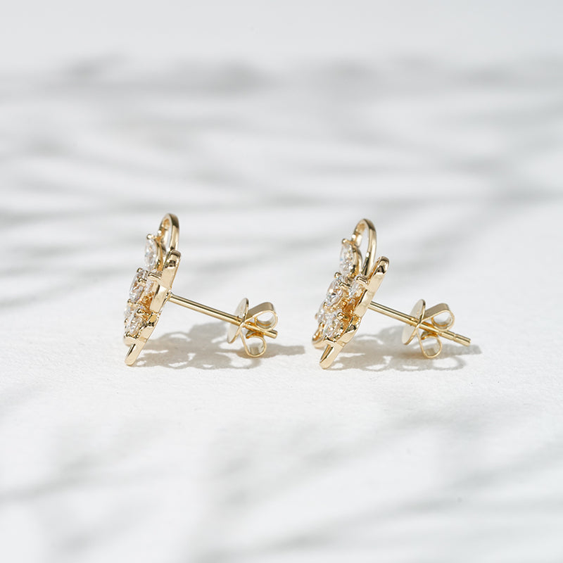 Lab-Diamond Butterfly Earrings in 18K Solid Yellow Gold