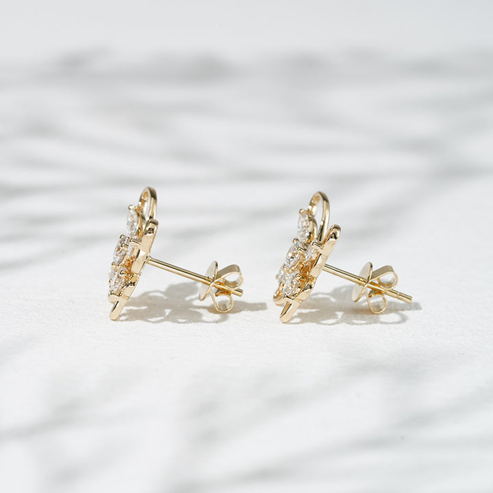 Lab-Diamond Butterfly Earrings in 18K Solid Yellow Gold