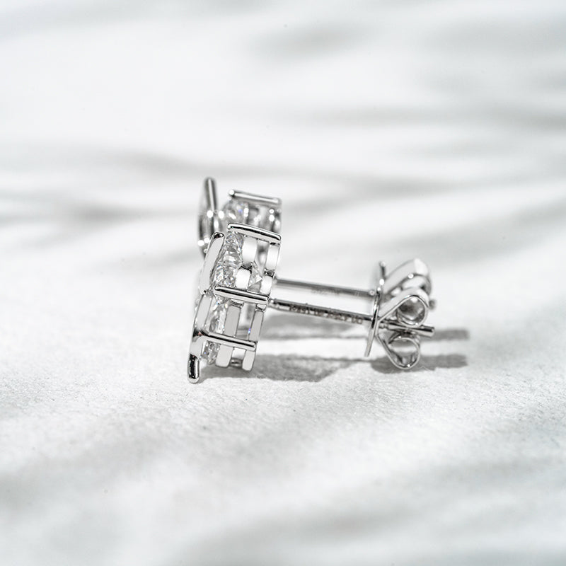 1.20ct Lab-Diamond Half-Butterfly Wing Earrings in 18K Solid White Gold