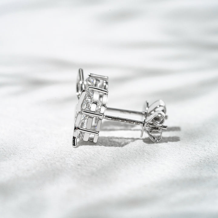 1.20ct Lab-Diamond Half-Butterfly Wing Earrings in 18K Solid White Gold