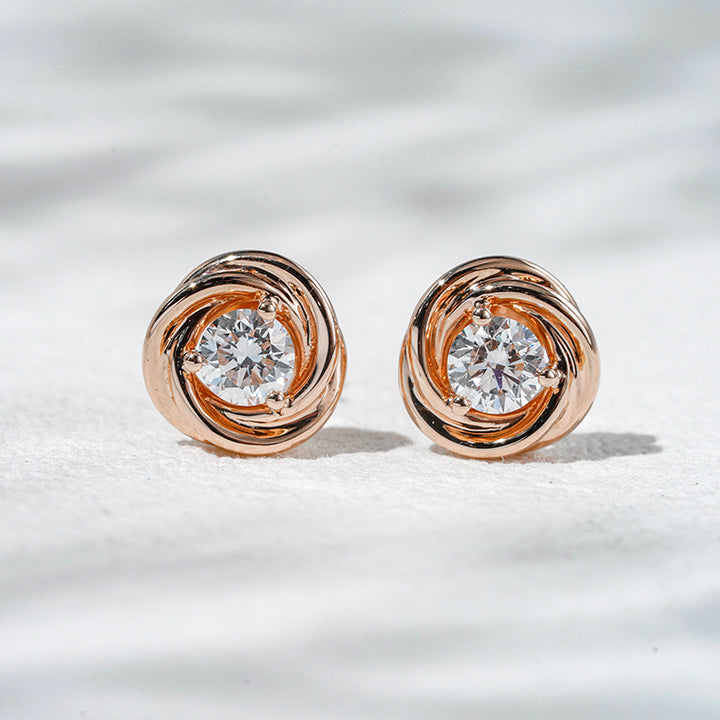 0.65ct Lab-Diamond Stud Earrings in 18K Solid Rose/Yellow Gold