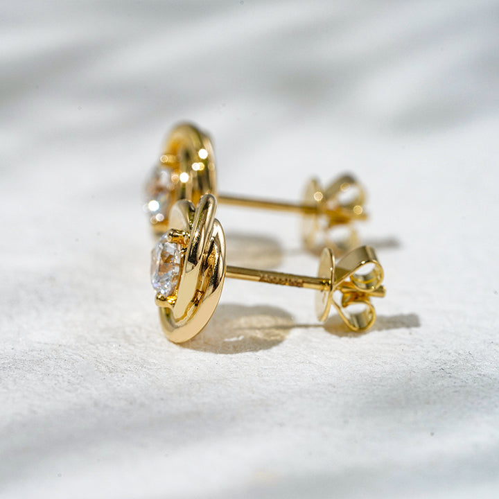 0.65ct Lab-Diamond Stud Earrings in 18K Solid Rose/Yellow Gold