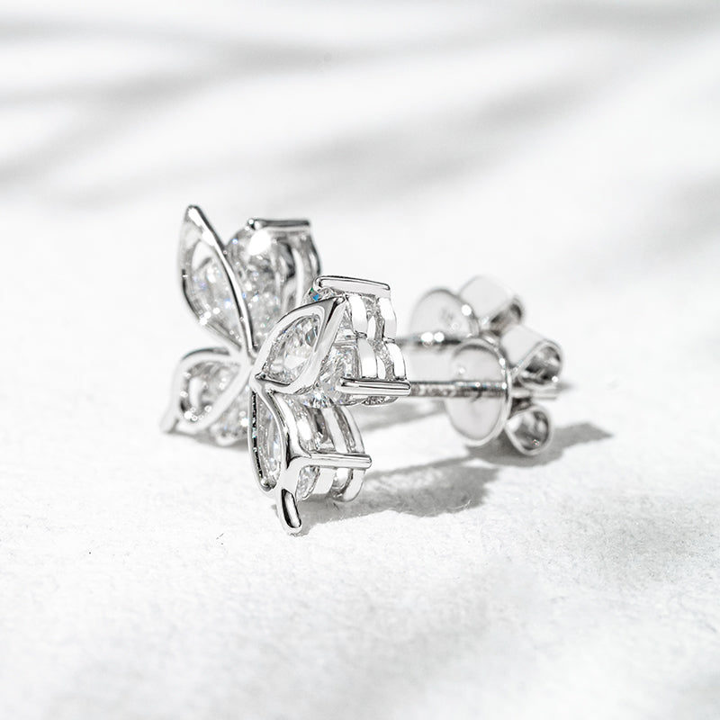 1.20ct Lab-Diamond Half-Butterfly Wing Earrings in 18K Solid White Gold