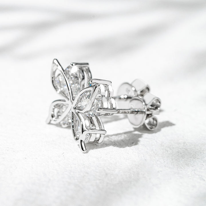 1.20ct Lab-Diamond Half-Butterfly Wing Earrings in 18K Solid White Gold