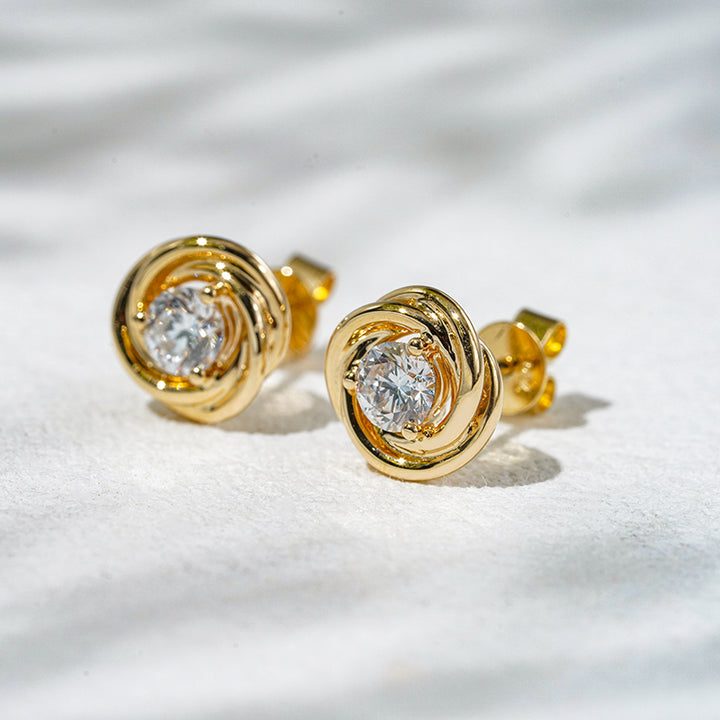 0.65ct Lab-Diamond Stud Earrings in 18K Solid Rose/Yellow Gold
