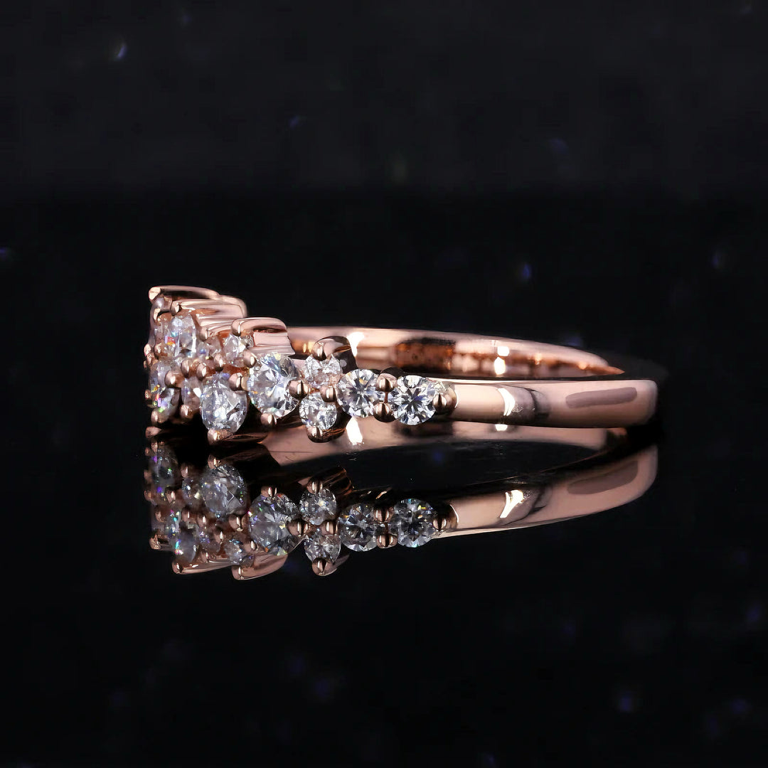 0.53ctw Diamond Cluster Wedding Band in 14K White/Rose Gold (4mm)