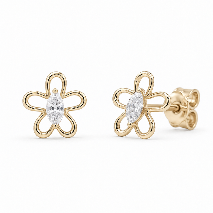 Marquise Lab Diamond Floral Outline Earrings — 0.65ctw