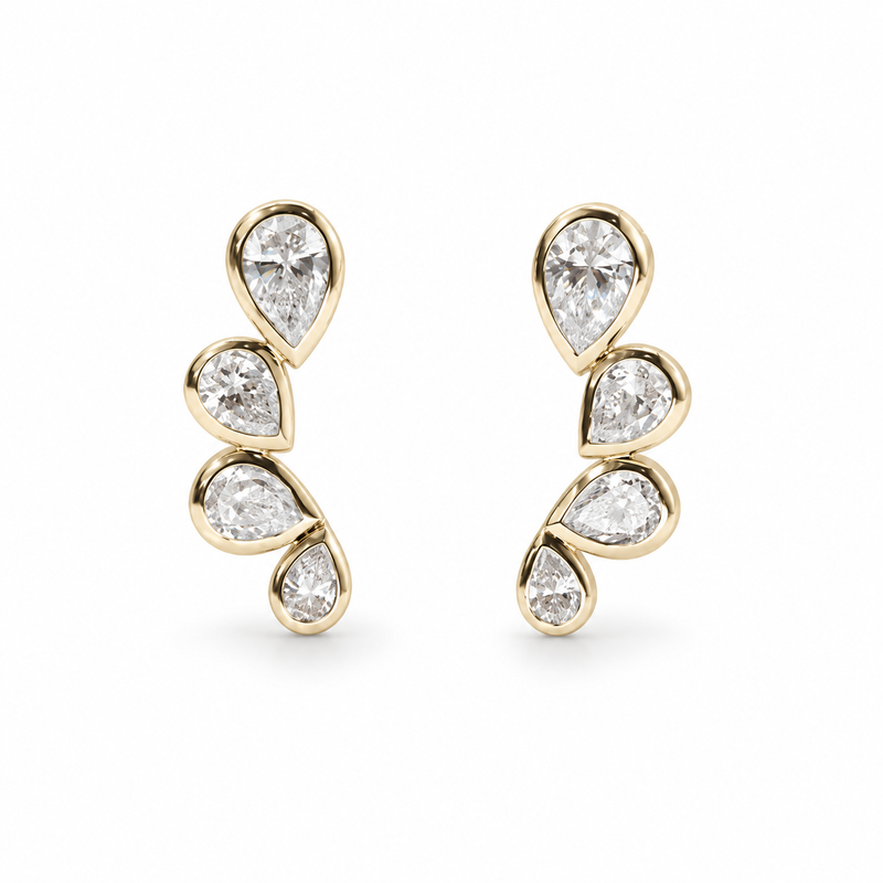 Four-Stone Pear Lab Diamond Earrings — 1.30ctw