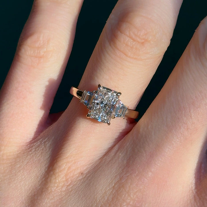 2.10ct Radiant Lab-Grown Diamond Three-Stone Ring, "The Frame"
