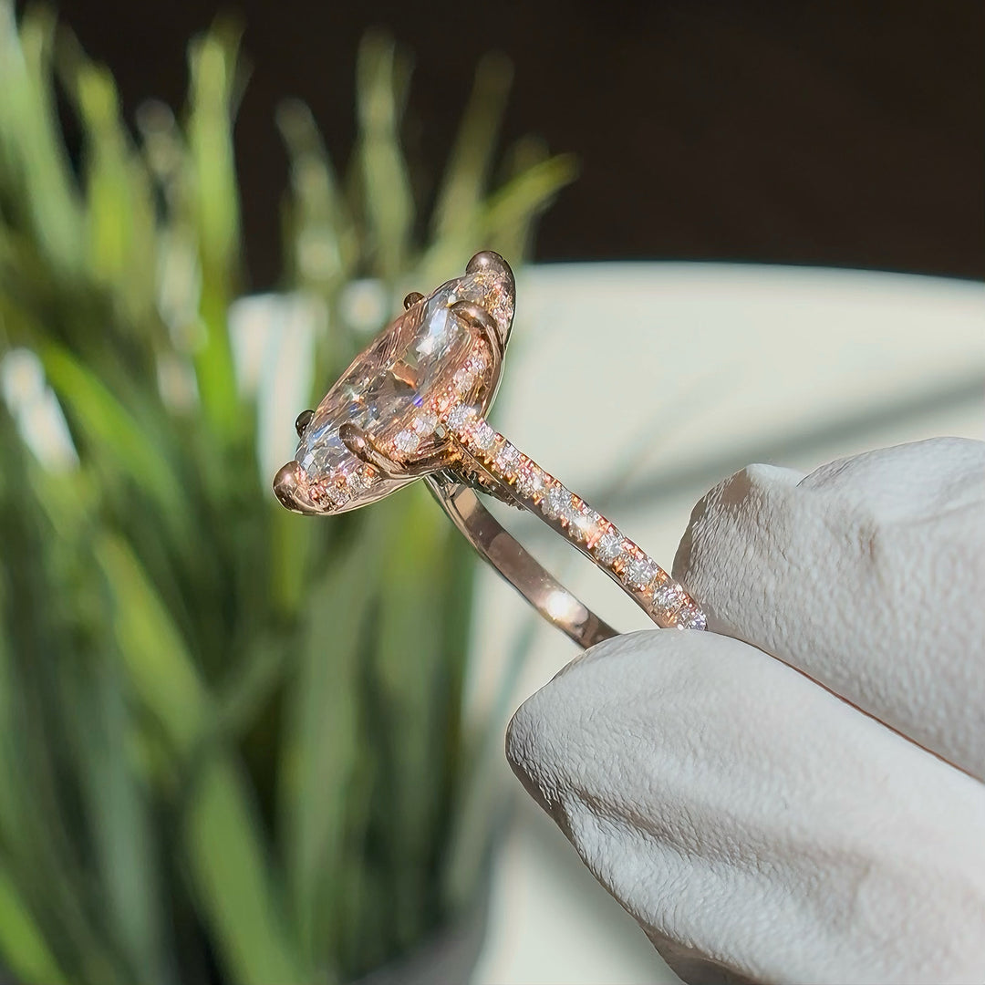 3.00ct Marquise Lab-Grown Diamond Ring, "The Aurora Pavé"