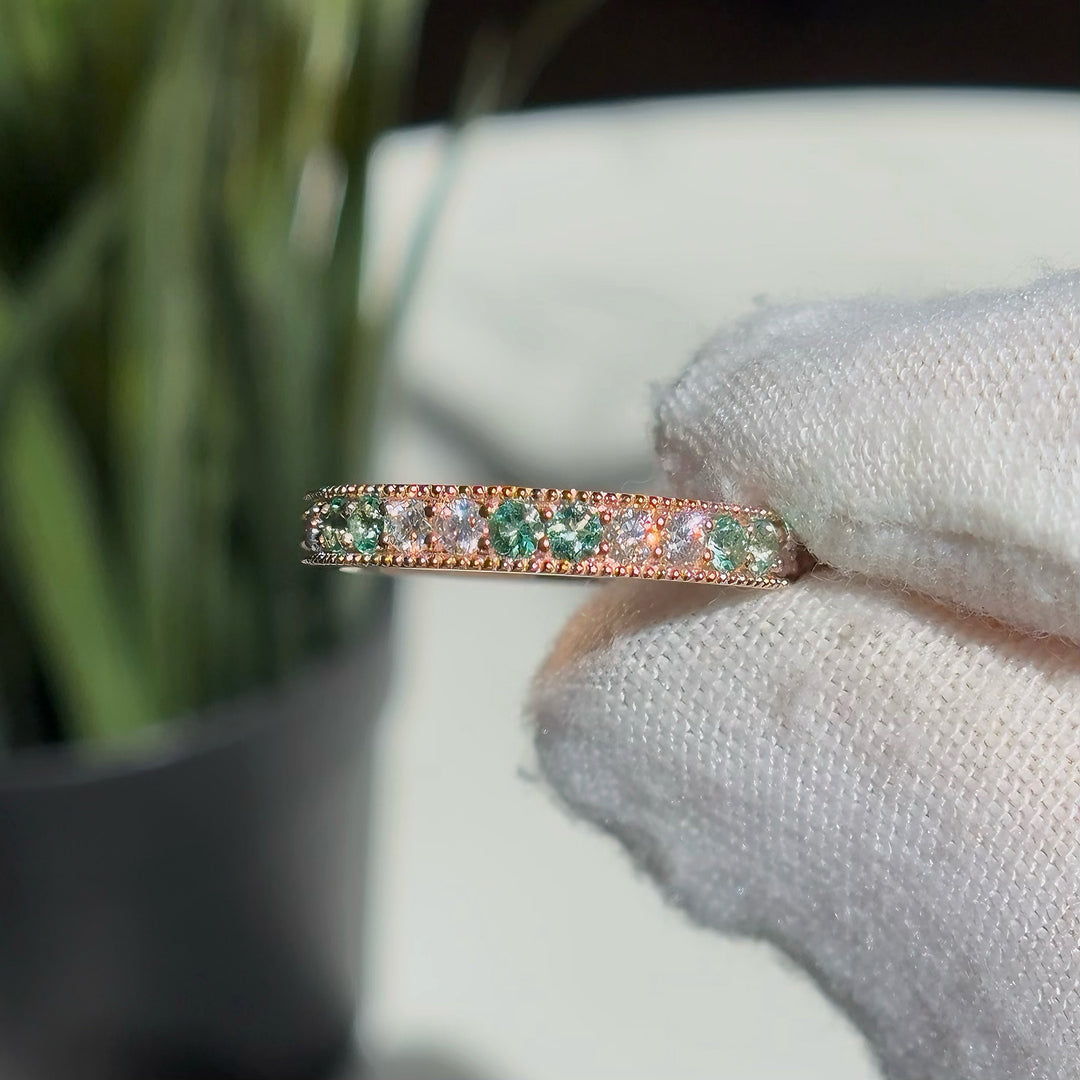 1.00ctw Emerald & Diamond Eternity Ring in 14K Yellow Gold (2.5mm)