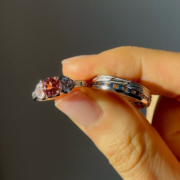 5mm "The Atoms & Impact" Yellow/Blue Sapphire Band Ring in White Gold