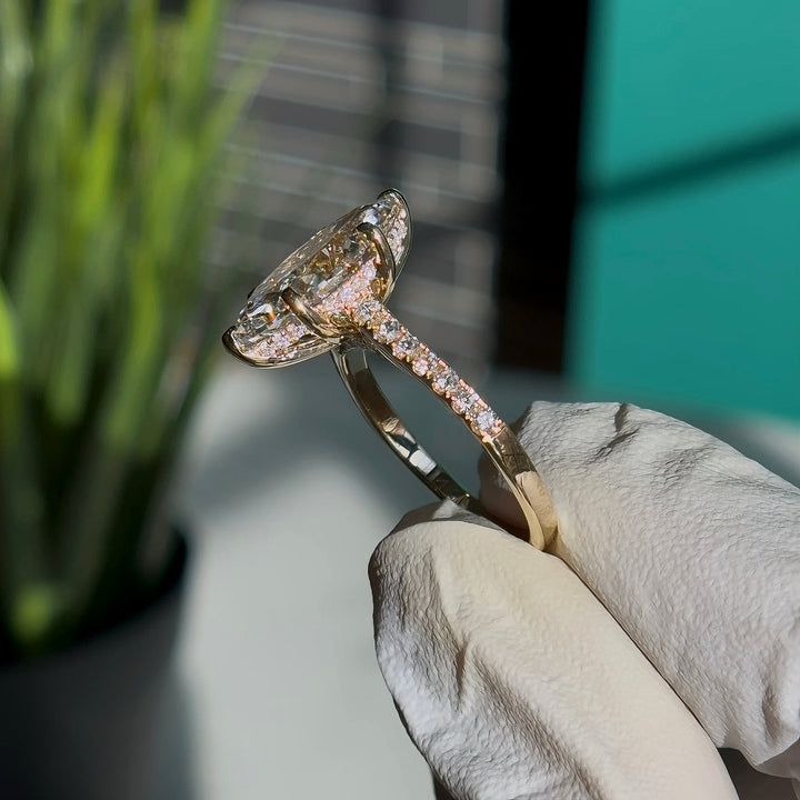 3.00ct Marquise Lab-Grown Diamond Ring, "The Aurora Pavé"