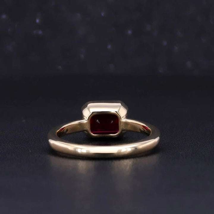 2.00ct Emerald-Cut Ruby Bezel-Set Ring in 14K Yellow Gold
