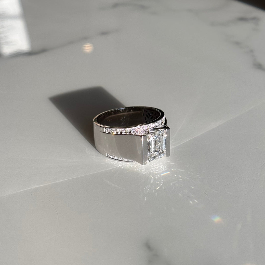 2.50ct Emerald Cut Lab Diamond Band Ring in Platinum 950