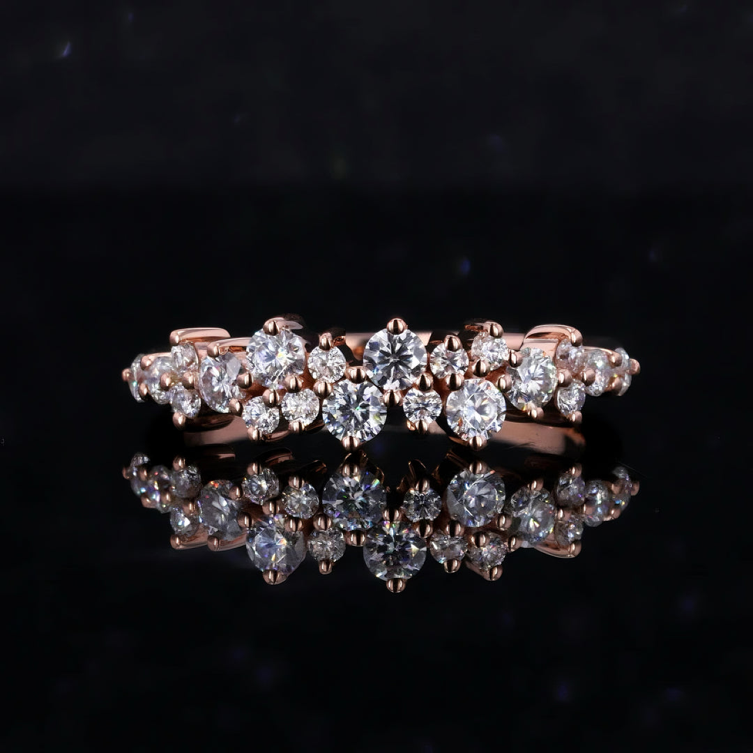 0.53ctw Diamond Cluster Wedding Band in 14K White/Rose Gold (4mm)