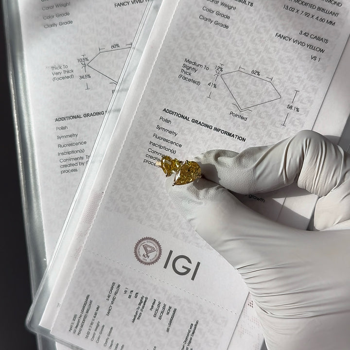 2.00ct, 3.00ct Heart/Pear Lab-Grown Yellow Diamonds Toi Et Moi Ring, "The Amour"