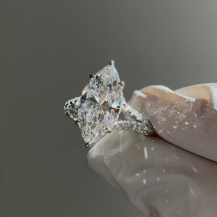 3.00ct Marquise Lab-Grown Diamond Solitaire Ring, "The Interlace"