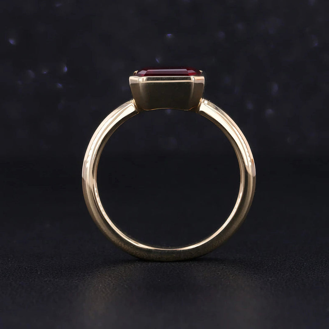 2.00ct Emerald-Cut Ruby Bezel-Set Ring in 14K Yellow Gold
