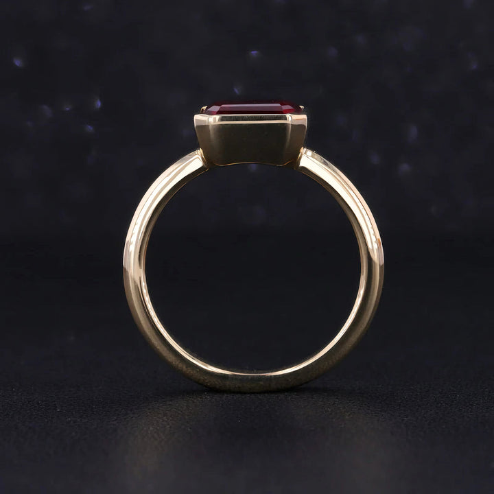 2.00ct Emerald-Cut Ruby Bezel-Set Ring in 14K Yellow Gold