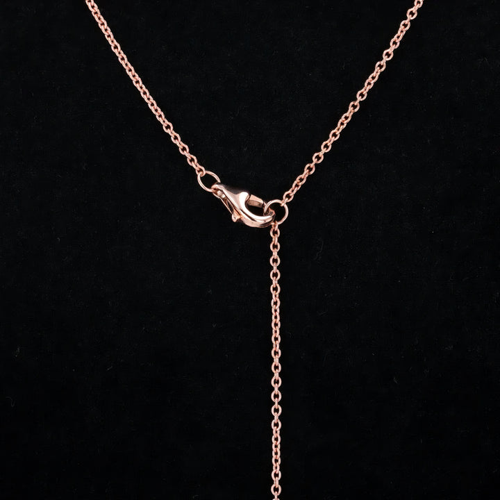 2.0ct Oval Blue Moissanite Diana Pendant Necklace with Diamond Halo in 14K/18K Rose Gold (7x9mm)