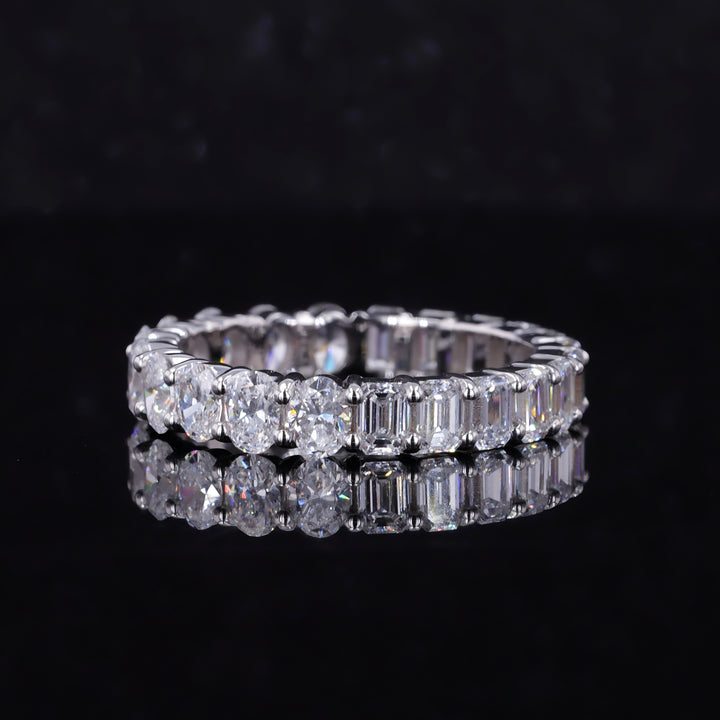 3.36ctw Half Oval & Half Emerald Diamond Eternity Band Ring in White Gold (4mm)