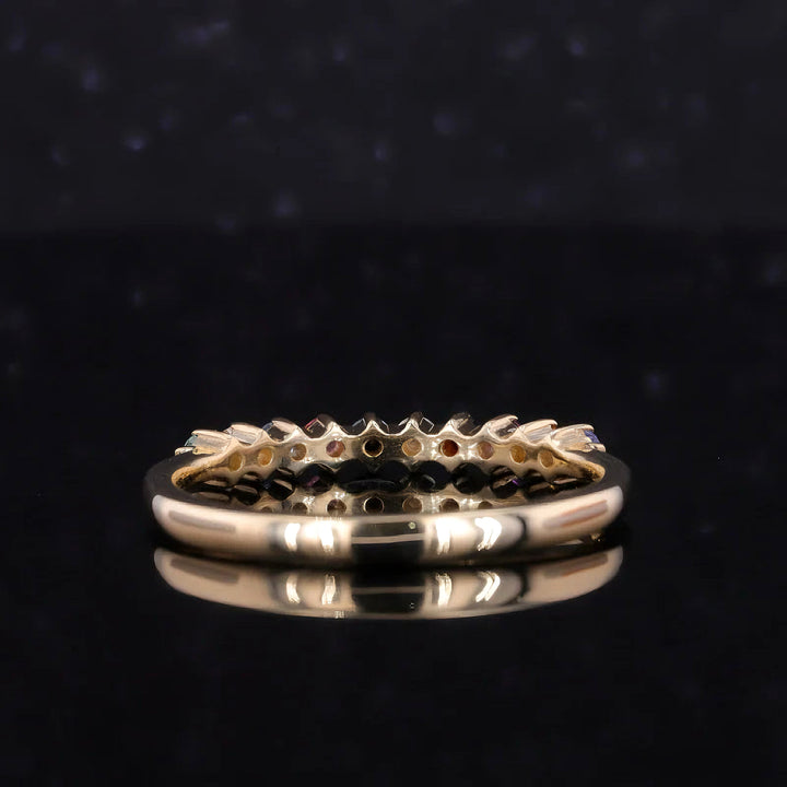1.10ctw Rainbow Sapphire Half-Eternity Ring in 14K Yellow Gold (2mm, Natural Multicolor Stones)