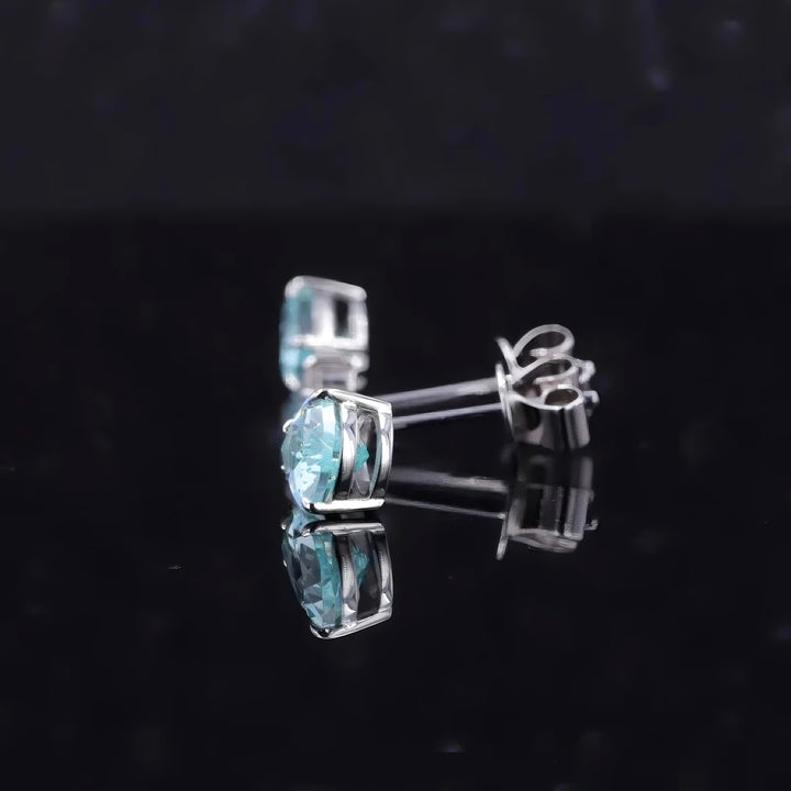 1.00ct Each Pear-Cut Paraiba Tourmaline & Diamond Dangle Earrings in 14K White Gold