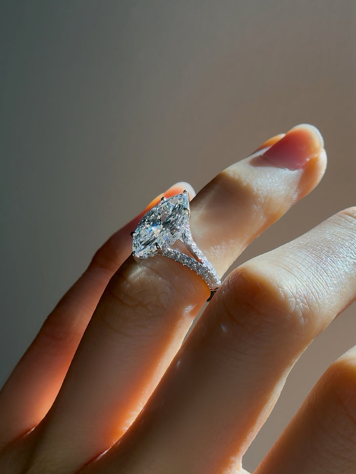 3.00ct Marquise Lab-Grown Diamond Solitaire Ring, "The Interlace"