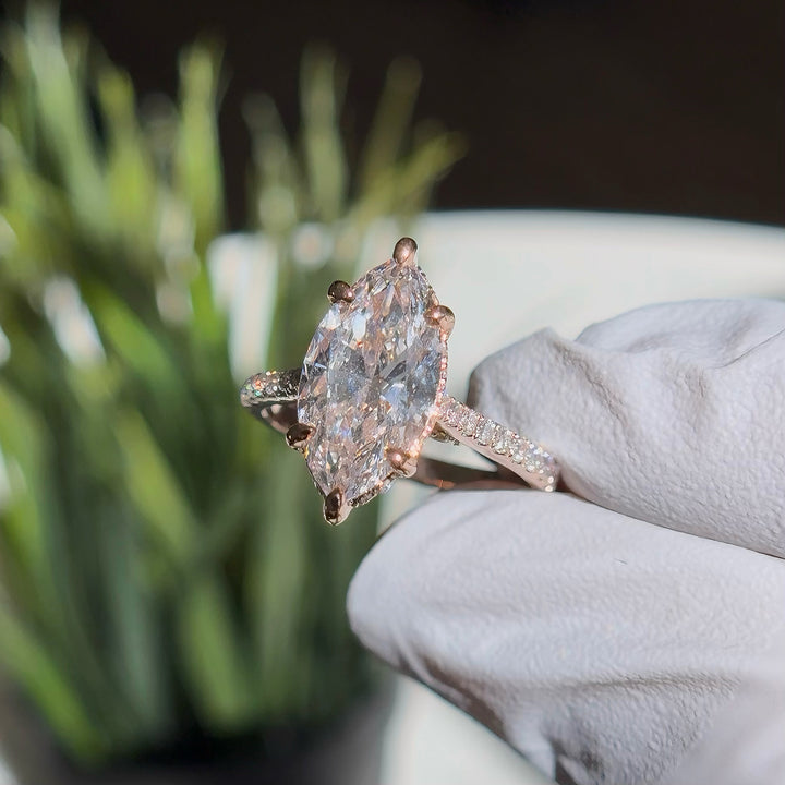 3.00ct Marquise Lab-Grown Diamond Ring, "The Aurora Pavé"
