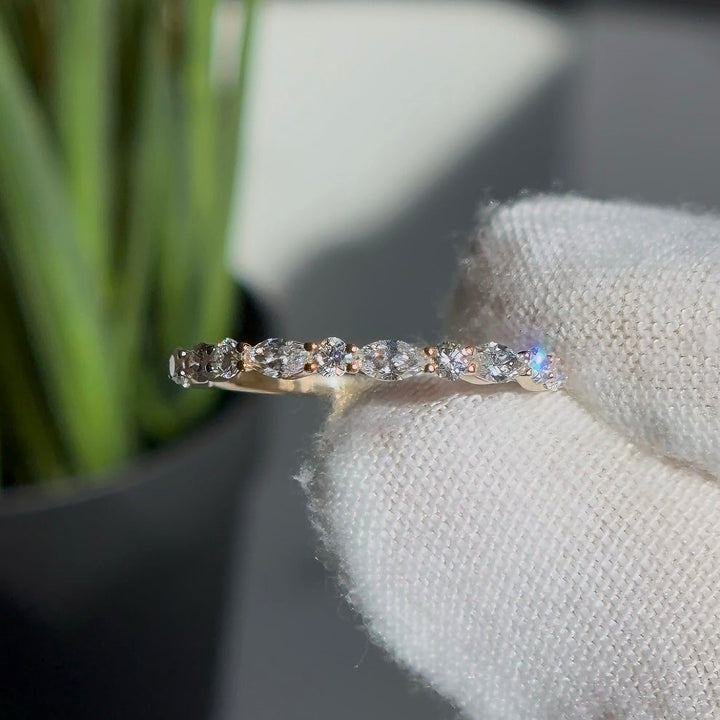 0.535ctw Lab-Grown Diamond Half-Eternity Round/Marquise Band Ring in Yellow Gold