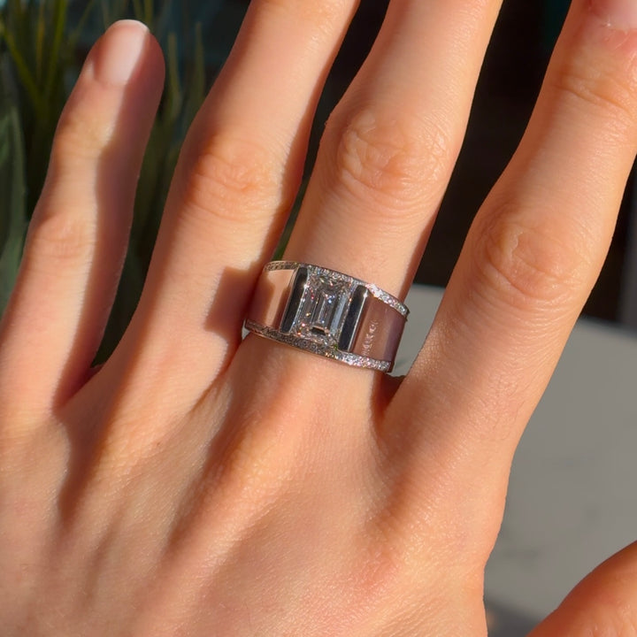 2.50ct Emerald Cut Lab Diamond Band Ring in Platinum 950