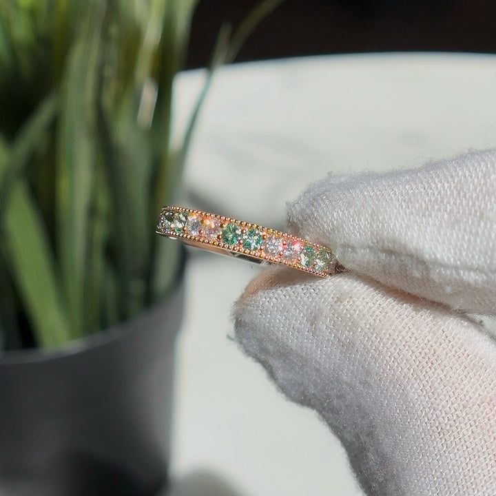 1.00ctw Emerald & Diamond Eternity Ring in 14K Yellow Gold (2.5mm)