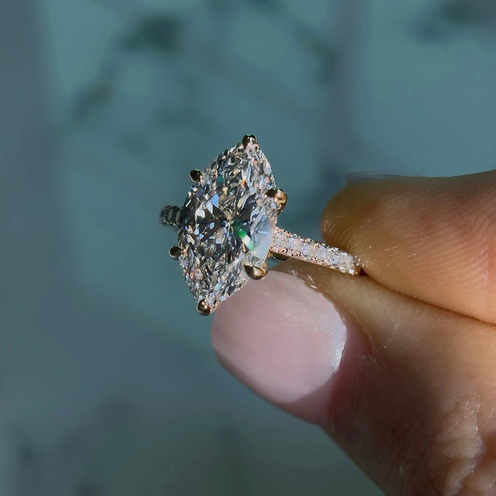 3.00ct Marquise Lab-Grown Diamond Ring, "The Aurora Pavé"