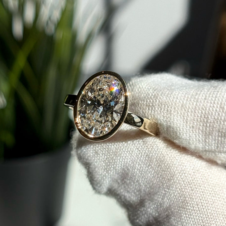 3.00ct Oval Lab-Grown Diamond Bezel-Set Ring, "The Modernist"