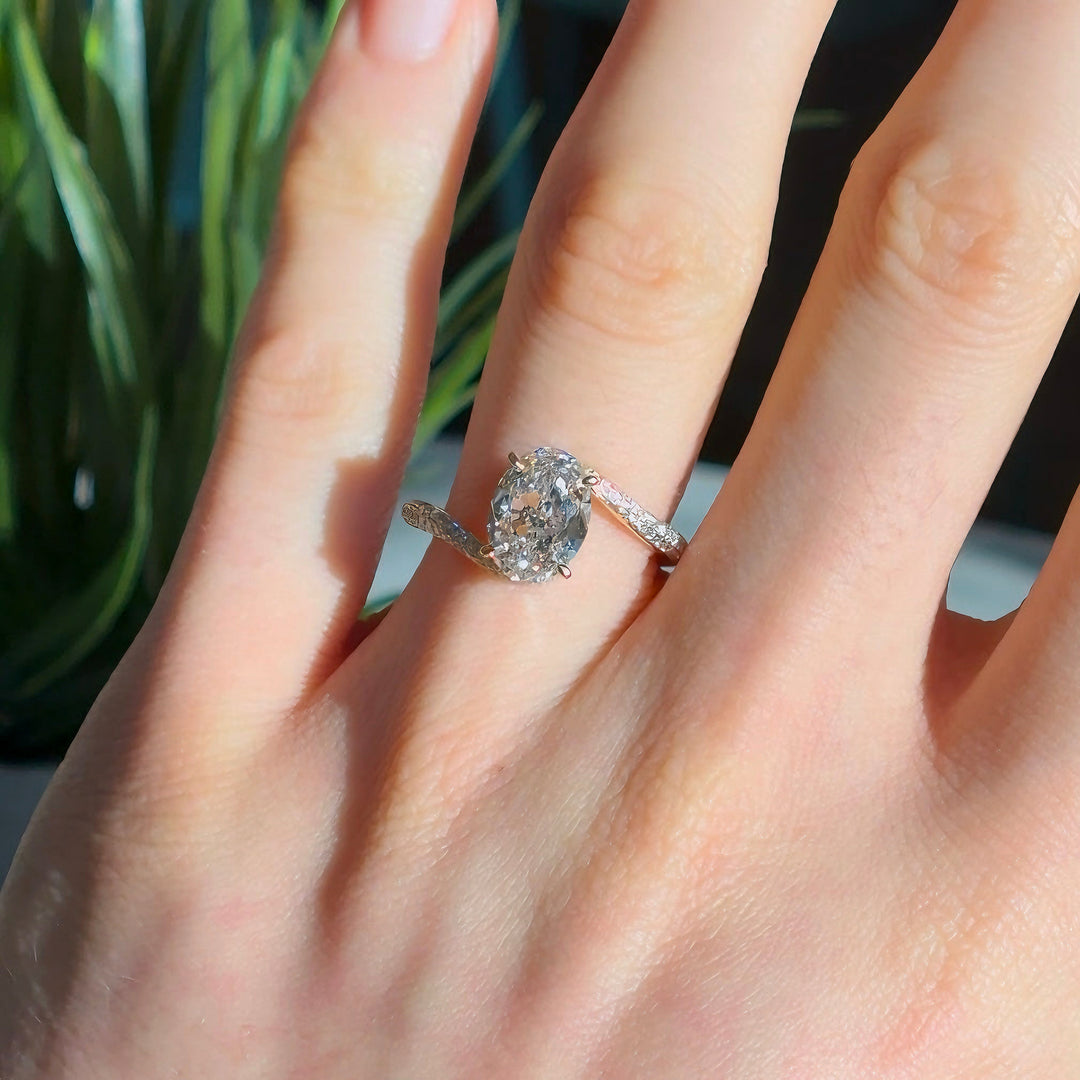 2.50ct Oval Lab-Grown Diamond Solitaire Ring, "The Halo Curve"