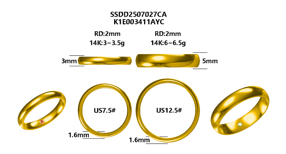 Remaining Deposit – Custom 14K Gold Wedding Bands with Birthstone Inlay (Darius & Partner)