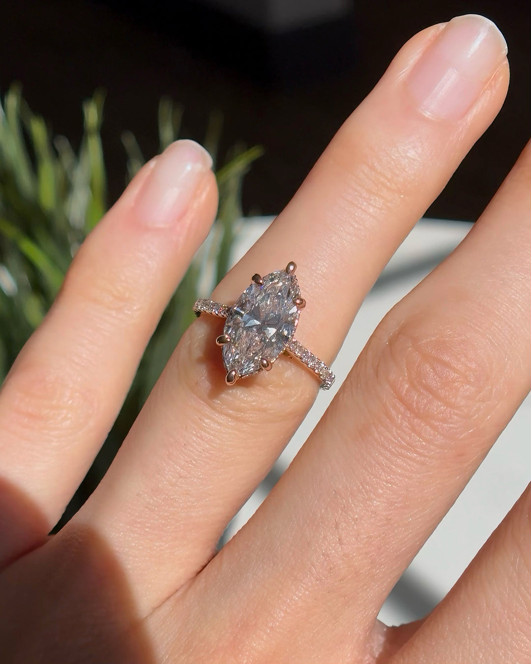 3.00ct Marquise Lab-Grown Diamond Ring, "The Aurora Pavé"