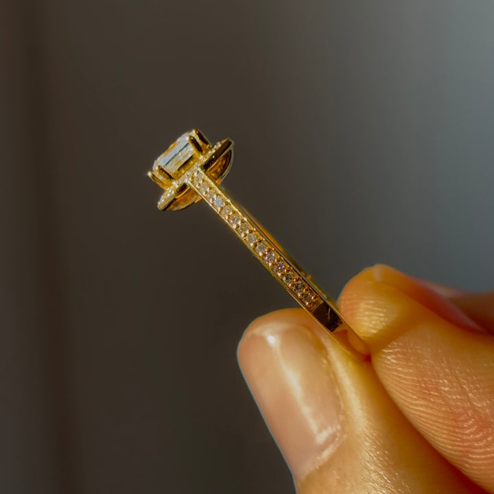 1.00ct Asscher Lab-Grown Diamond Solitaire Ring, "The Classic Halo"