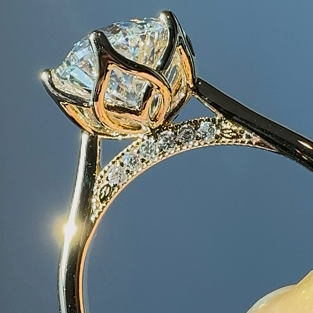 3.00ct Oval Lab-Grown Diamond Solitaire Ring, "The Lotus Lace"